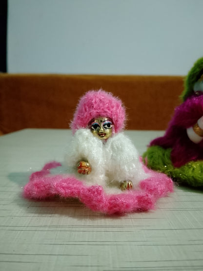 Laddu Gopal woolen dress size 0 Pink and white colour 