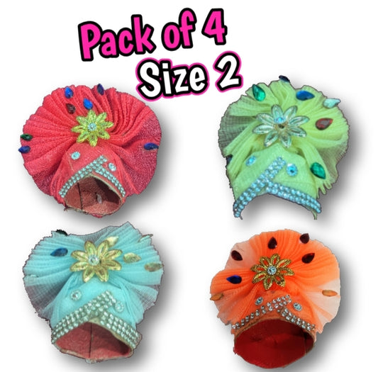 Laddu Gopal Pagdi Size 2 (Pack of 4)