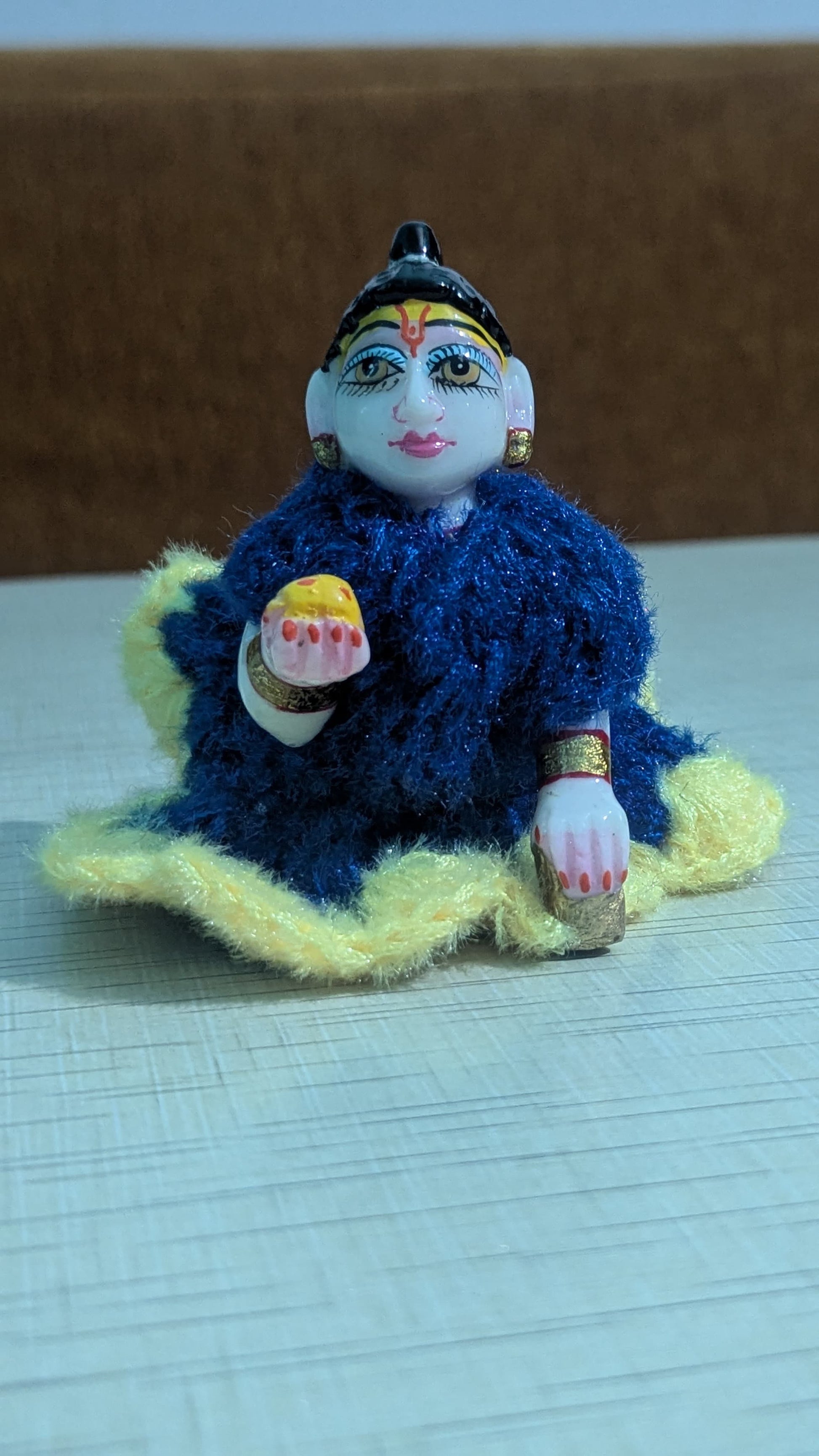 Laddu Gopal woolen dress size 0 blue and yellow colour 