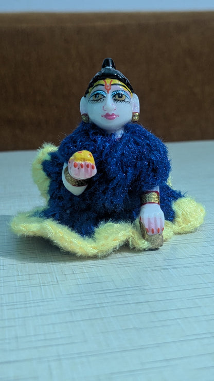 Laddu Gopal woolen dress size 0 blue and yellow colour 