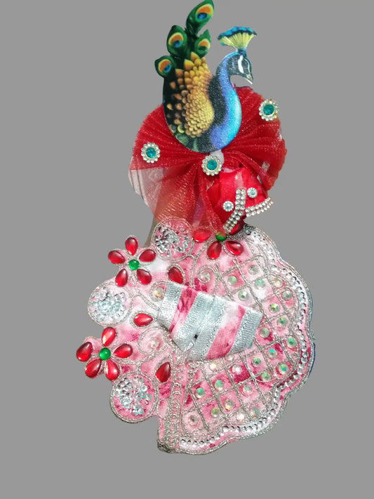 Laddu Gopal Dress and Pagdi Combo Size 0 Colour Pink