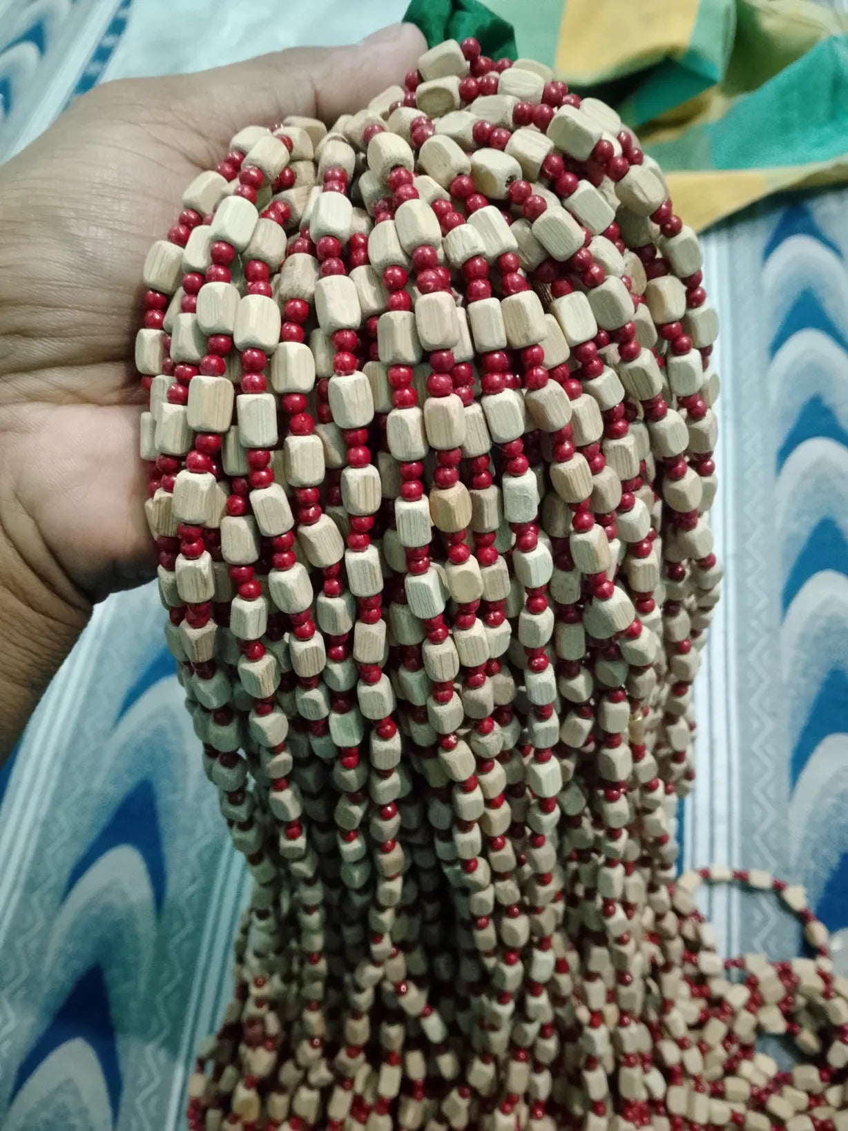 Tulsi Kanthi Mala with Red Beads 